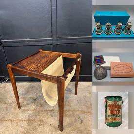 MaxSold Auction: This online auction features antique steamer trunk, vintage snowshoes, wall jukeboxes, bar mirrors, stoneware jug, sports collectibles, vinyl records, vintage tools, antique sad irons, art pottery, Wade whimsies, vintage typewriters, Lego set, Lego Mini-Figures, carded die-cast vehicles, sports trading cards, vintage farm tools, collector plates, vintage Pryex, comics, silver & costume jewelry, Swarovski jewelry, skateboards, coins, and more!